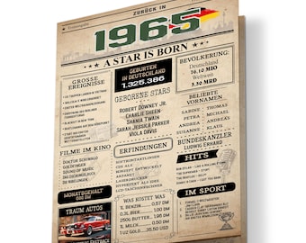 Geburtstagskarte 1965 Jahreszahl | 60. Geburtstag | Geburtstagszeitung | Einzigartige Karte  Jahrgang 1965, Geschenk, Jubiläum Mann und Frau