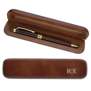 Wooden ballpoint pen dark with engraving "Initials" personalized name engraving pen engraved