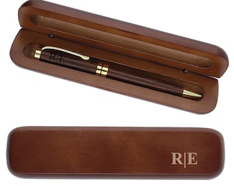 Stylo à bille en bois Foncé avec gravure « Initiales » personnalisé Nom gravure Stylo gravé