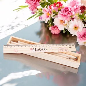 Ruler personalized with pens | Ruler for schoolchildren | School enrollment gifts | Wooden ruler | School enrollment gifts | Back to school |