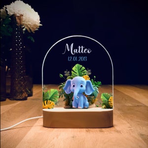 Night light personalized jungle elephant | Baby gift birth | Night light baby | Rainbow night lamp | Birth gift, baby
