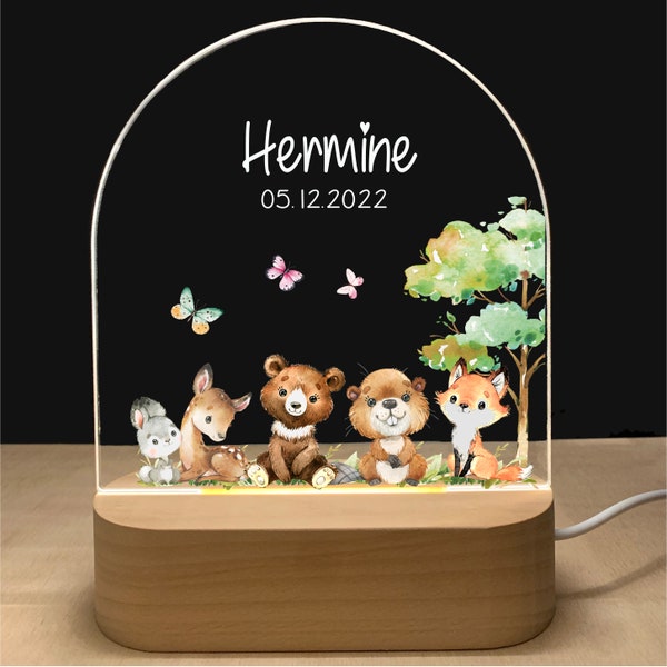 Veilleuse personnalisée FRIENDS | Cadeau de naissance pour bébé | Veilleuse bébé | Lampe de nuit arc-en-ciel | Cadeau de naissance, bébé