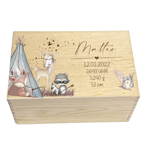 Personalized memory box forest friends box storage box memory box with name wooden box for children gift box gift idea