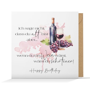 Funny birthday card with envelope motif wine, greeting card birthday, Happy Birthday funny congratulations card Happy Birthday