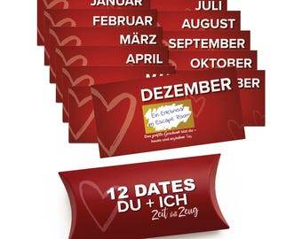 Gift for boyfriend and partner – 12 vouchers for the whole year | Anniversary gift for him and her | Time for two gift for couples