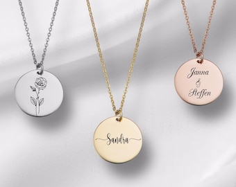Personalized necklace | Necklace with engraving | Custom engraved necklace | Family necklace | Name necklace | in gold silver rose