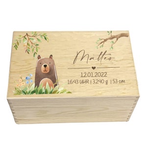 Personalized memory box THE BEAR | Storage box memory box with name wooden box for children gift box gift idea