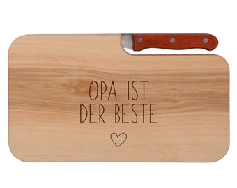 Snack board made of wood with personalized engraving motif 04 - Cutting board engraved with grandpa is the best - gift idea for birthday