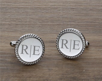 Personalized wedding cufflinks for groom, cufflinks for wedding father of the bride Model Royal with initials