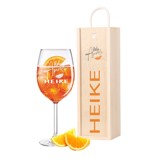 Personalisiertes Aperol Spritz Glas mit Gravur | Holy Aperoli | Aperol Geschenk | Geschenk für Aperol Liebhaber