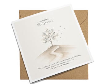 Sympathy card with envelope | Traces | Condolence card 15 x 15 cm | Condolence card on 350g premium paper | Sympathy card