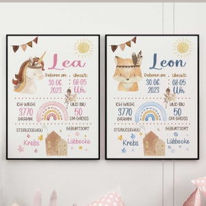 SOGNO BOHO DI COMPLEANNO | Poster con data di nascita | manifesto di nascita | annuncio di nascita | foto di nascita | regalo personalizzato nascita
