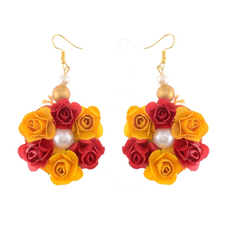 Handmade Red Yellow Flower Jewellery Floral Jewelry Set Etsy