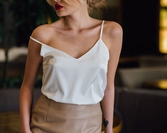 white satin vest top