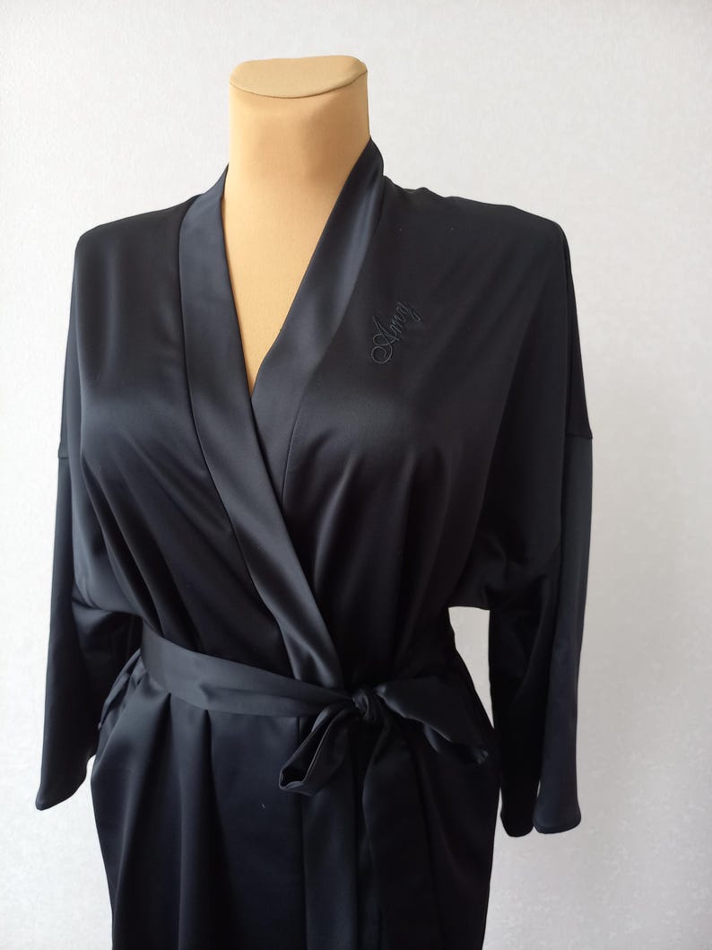 Long bridal robe, Bridal kimono, Wedding kimono, Silk robe, Dressing gown, Bridal party robes, Bridal lingerie Getting ready outfit Bild 14