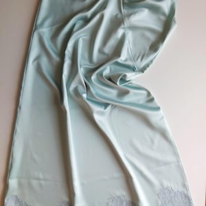 Bridal robe and nightgown set Silk robe kimono with lace trim Negligee Satin Midi slip dress Getting ready peignoir Lace robe with slip set image 14