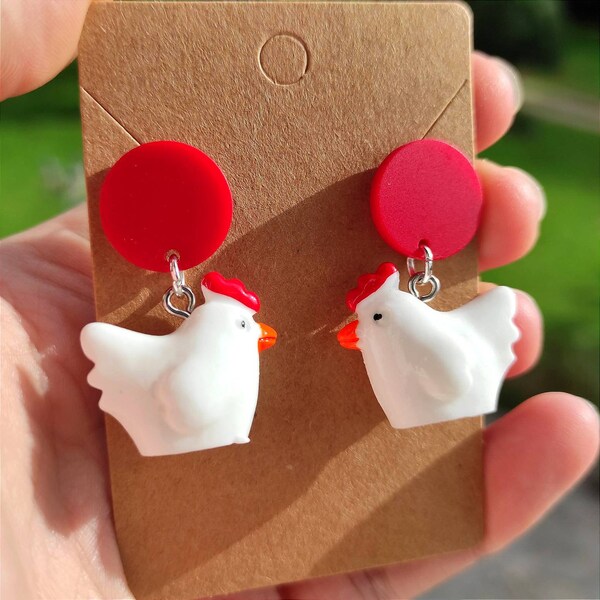 Boucles d'oreilles poules