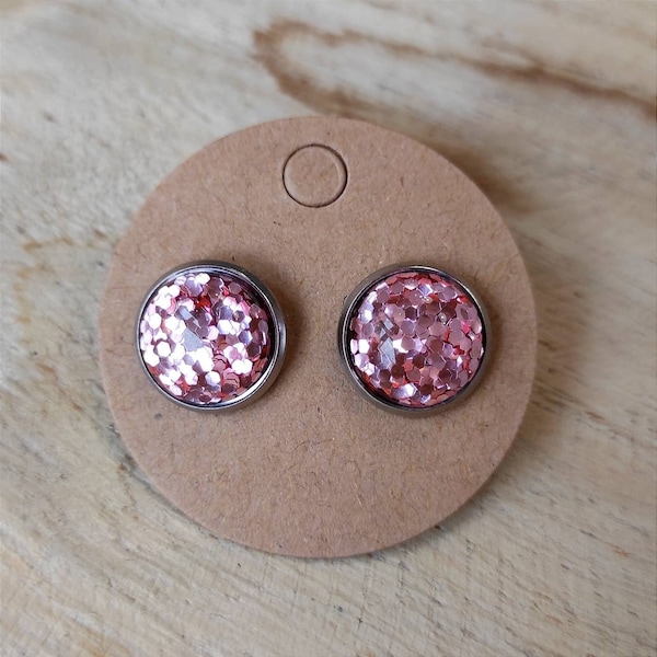 Puces d'oreilles Paillettes roses