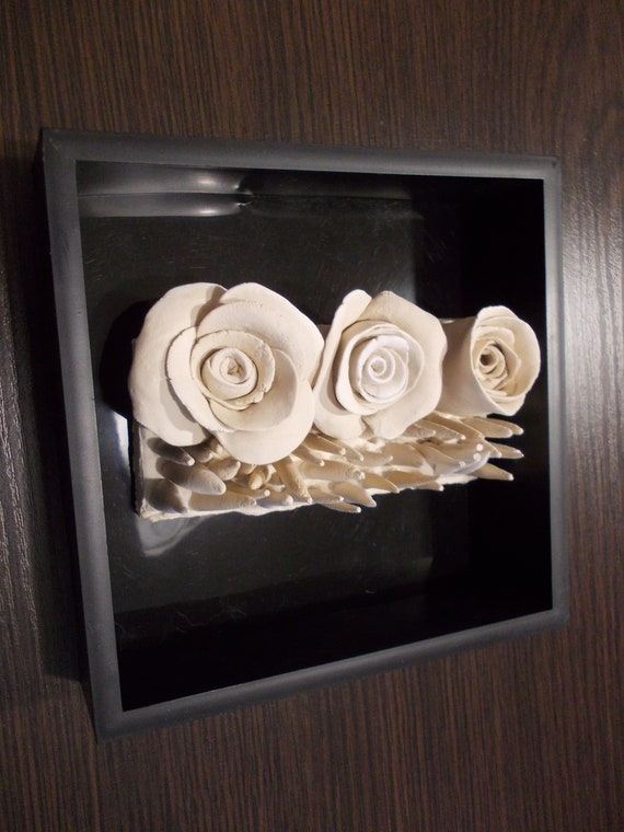 Ceramic Wall Art Shadow Box Display Case Flower Shadow Box Etsy