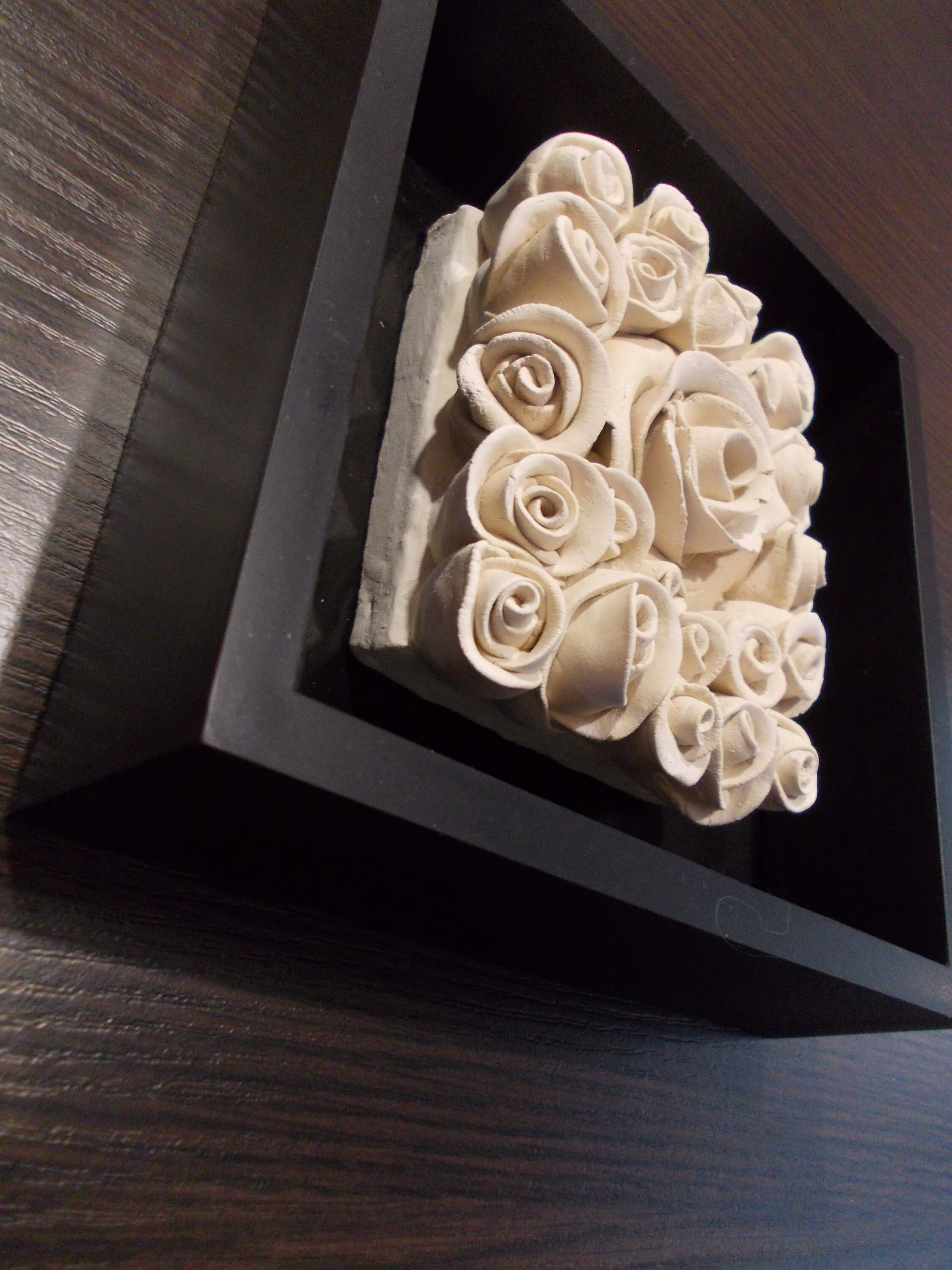 Rose Ceramic wall art Shadow box display case Shadow box frame Etsy