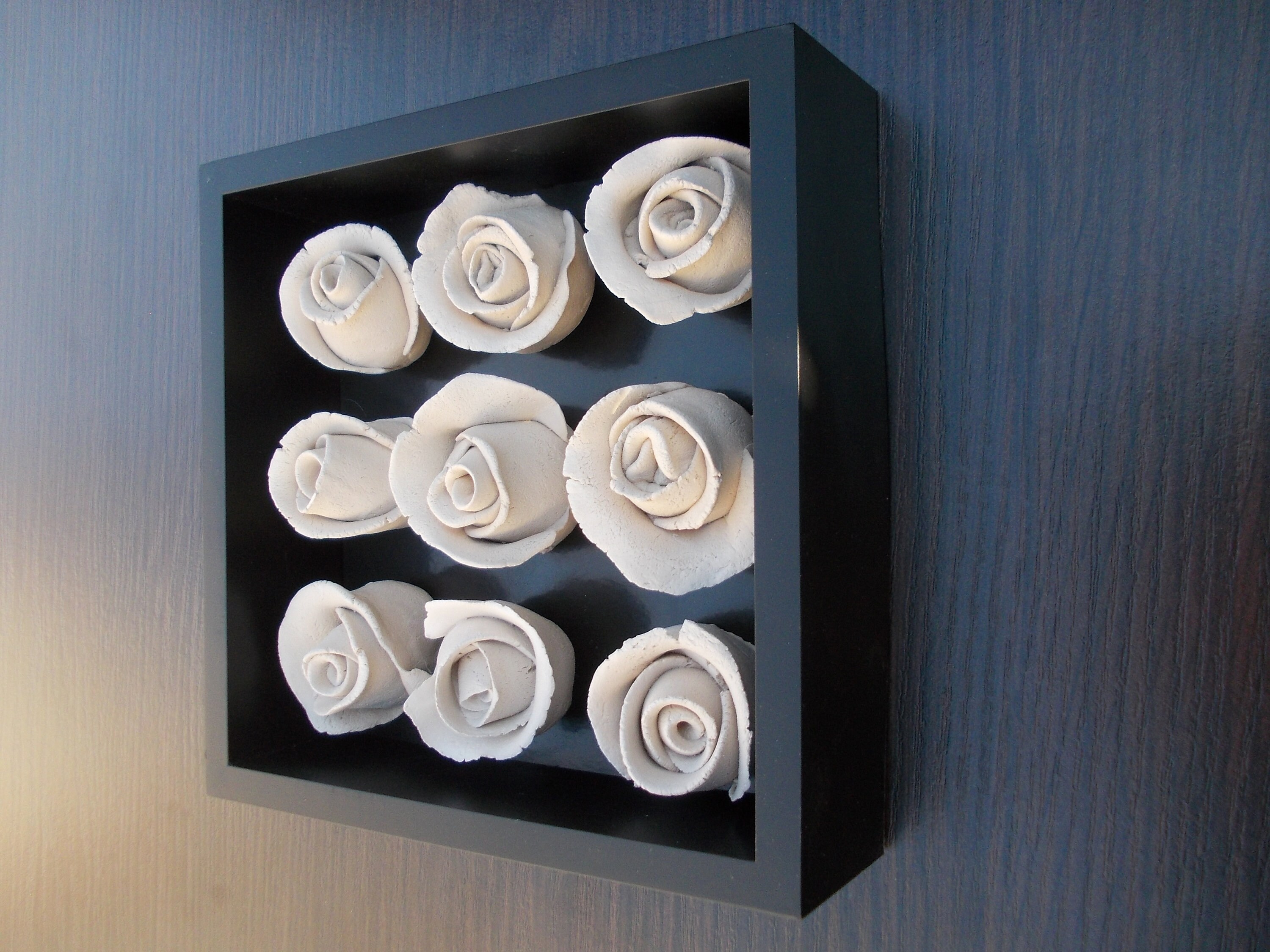 Flowers shadow box Rose Ceramic wall art Shadow box frame. Etsy