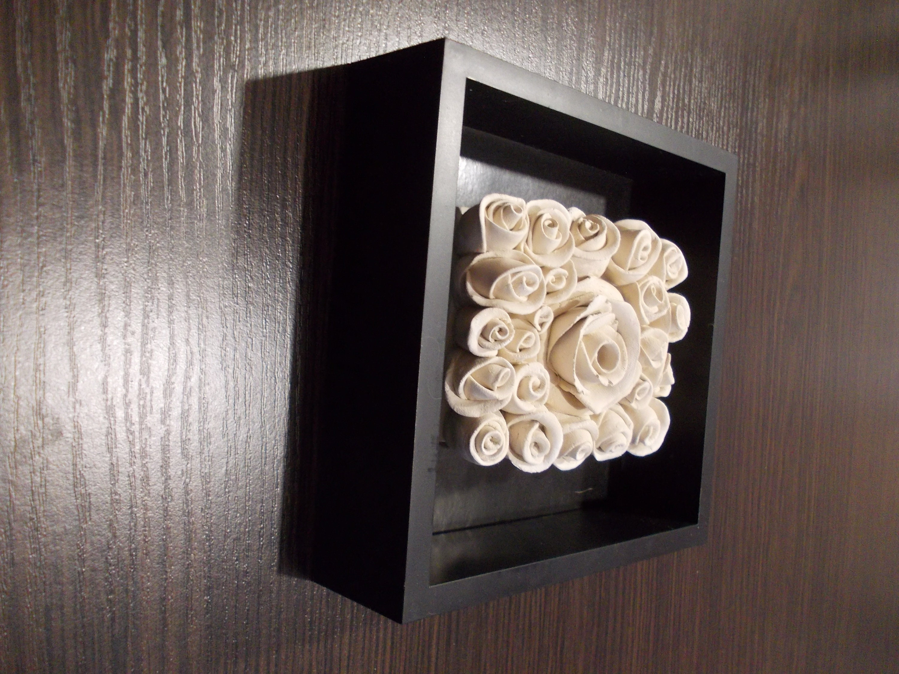 Rose Ceramic wall art Shadow box display case Shadow box frame Etsy