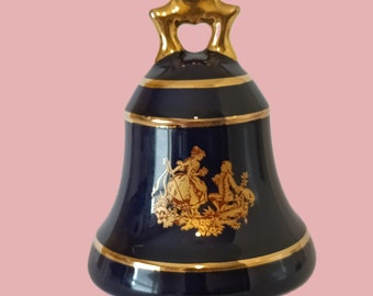 リモージュ カステル 陶磁器 馬の置物 コバルトブルー 22K金塗装