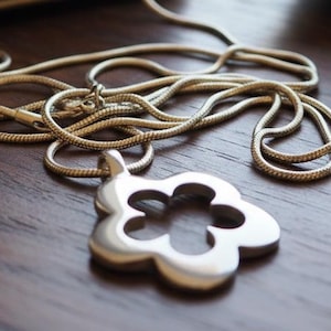 Gold-Tone Floral Pendant Necklace with 36-Inch Long Chain for Everyday Wear