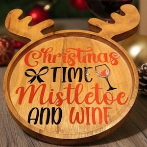 Reindeer Serving Platter for Christmas Dining and Holiday Entertaining Festive. 9-inch Bamboo serving Dish