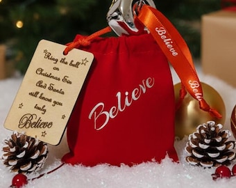 The "Believe" Christmas Bell Gift Set. Personalisation available.