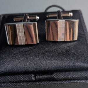 Silver Cuff Links with Mother of Pearl Detail. Boxed
