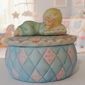Baby Keepsake Trinket Box: Adorable Ceramic Personalized Memory Container for Nursery Decor