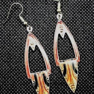 Orange & Black Enamel Drop Earrings: Vintage, Aztec Inspired Handcrafted  Fishhook Jewellery