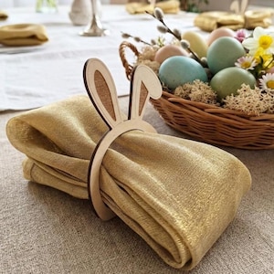 4 Handmade Bunny Ear Napkin Rings, Easter Table Decor, Spring Party Accessories