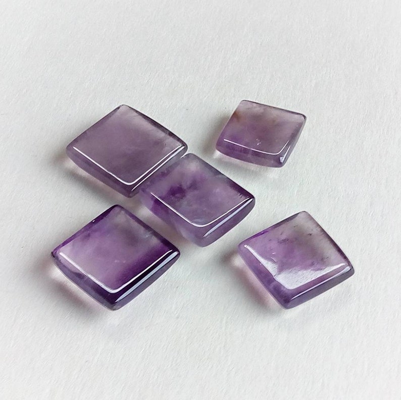 17mm 80cts. 5pcs Amethyst Cabochon Square Gemstones Lot