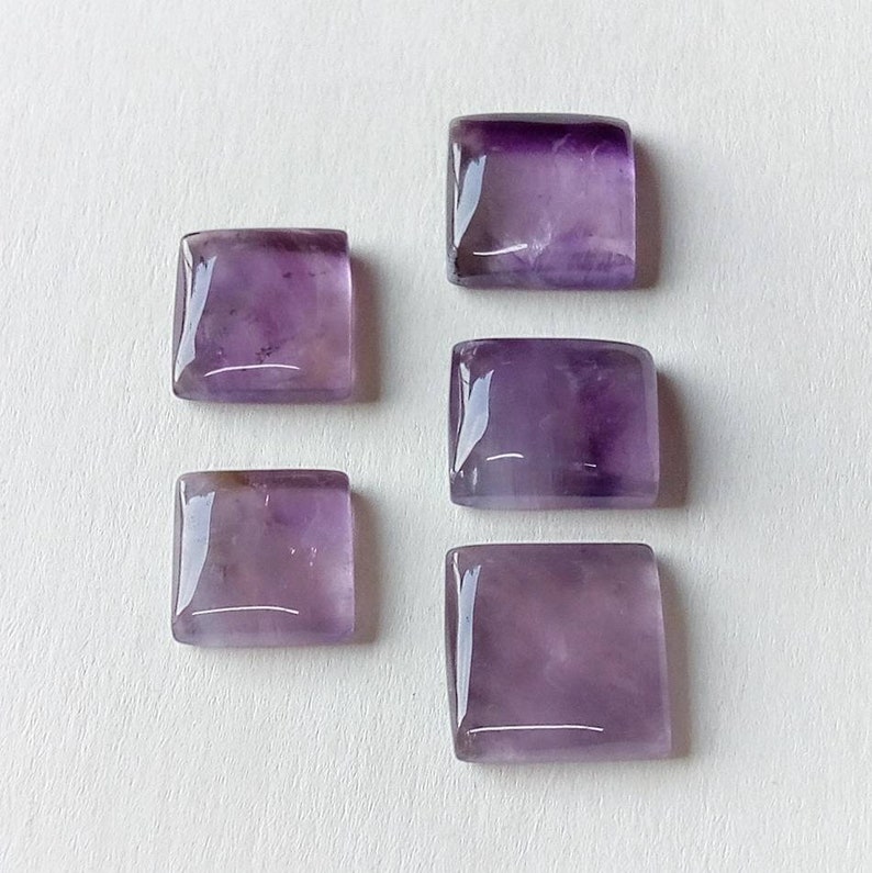 17mm 80cts. 5pcs Amethyst Cabochon Square Gemstones Lot