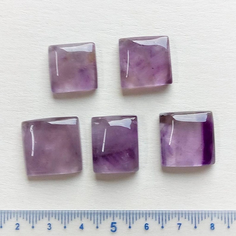 17mm 80cts. 5pcs Amethyst Cabochon Square Gemstones Lot