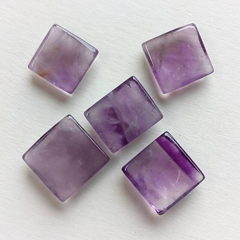 17mm 80cts. 5pcs Amethyst Cabochon Square Gemstones Lot