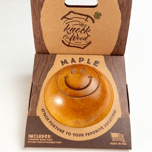 My Knock On Wood - Premium Attachable Wooden Good Luck Charm - Happiness Design