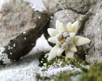 Edelweiss Necklace White Flower Pendant Aesthetic Floral Jewelry