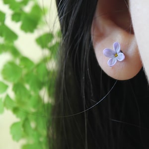 Lilac Flowers Clove Stud Earrings Cottagecore Purple Floral Jewelry Made on a Hypoallergenic Base