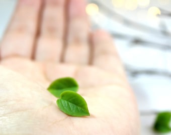 Green Leaf Stud Earrings: Polymer Clay Nature Jewelry
