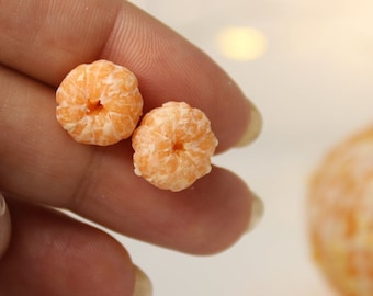 Clementine Orange Fruit Studs Earrings Realistic Miniature Food Mandarin Tiny Fruit Berry Jewelry