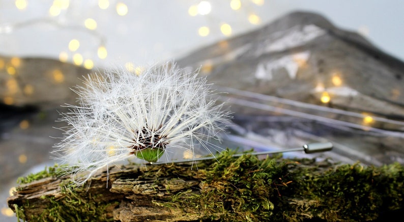 Dandelion Flower Brooch, Large Flower Brooch, Miracle White Textile Flower Pin in Cottagecore Style. All Parachute is made by Hand image 5