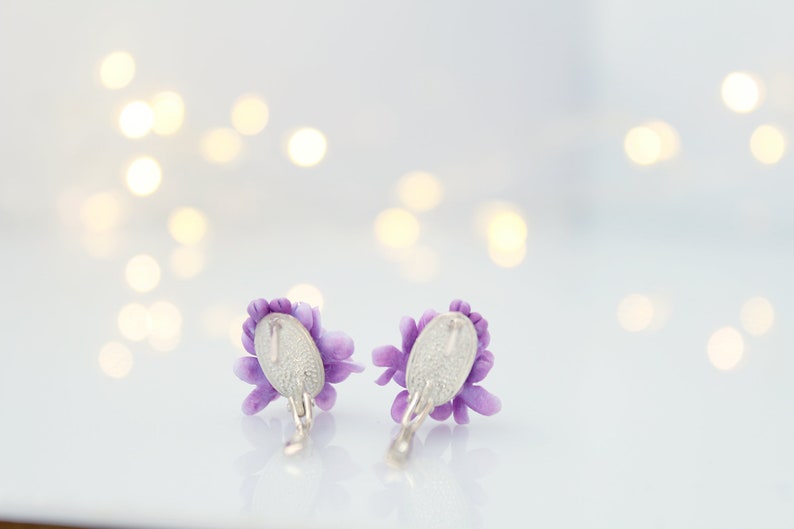 Jewelry purple floral Made on a 925 silver base. Leverback earrings lilac flowers