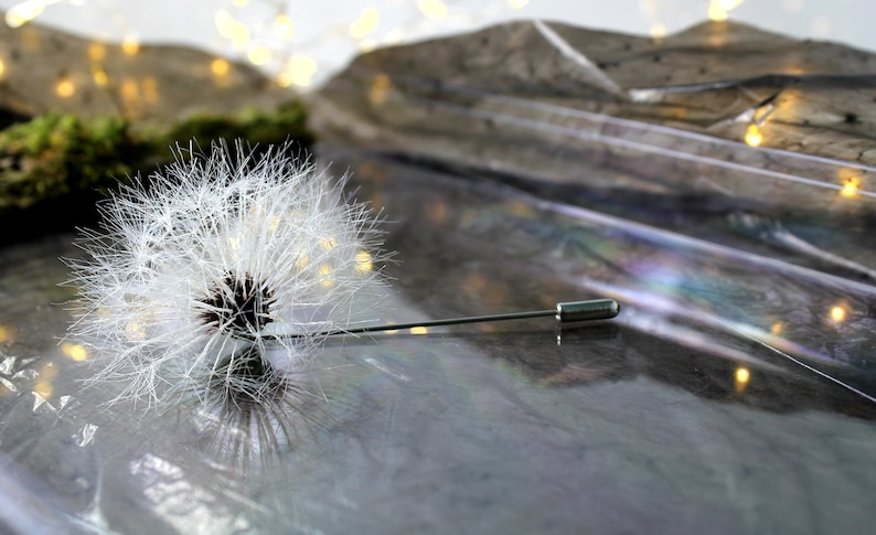 Dandelion Flower Brooch, Large Flower Brooch, Miracle White Textile Flower Pin in Cottagecore Style. All Parachute is made by Hand afbeelding 7