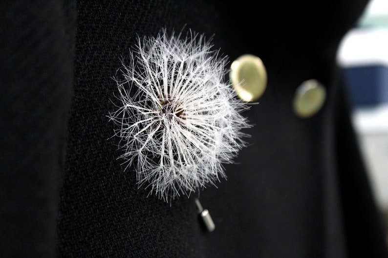 Dandelion Flower Brooch, Large Flower Brooch, Miracle White Textile Flower Pin in Cottagecore Style. All Parachute is made by Hand zdjęcie 4