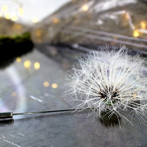 Dandelion Flower Brooch, Large Flower Brooch, Miracle White Textile Flower Pin in Cottagecore Style. All Parachute is made by Hand afbeelding 8