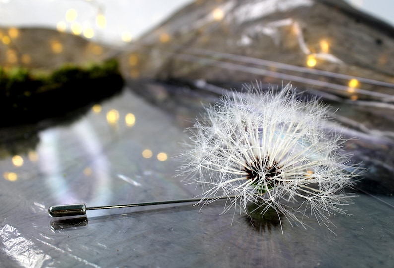 Dandelion Flower Brooch, Large Flower Brooch, Miracle White Textile Flower Pin in Cottagecore Style. All Parachute is made by Hand Bild 8