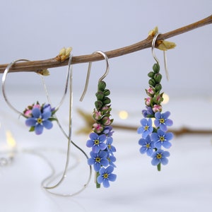 Blue Forget Me Not Flowers Cottagecore Wedding Women Jewellery Set